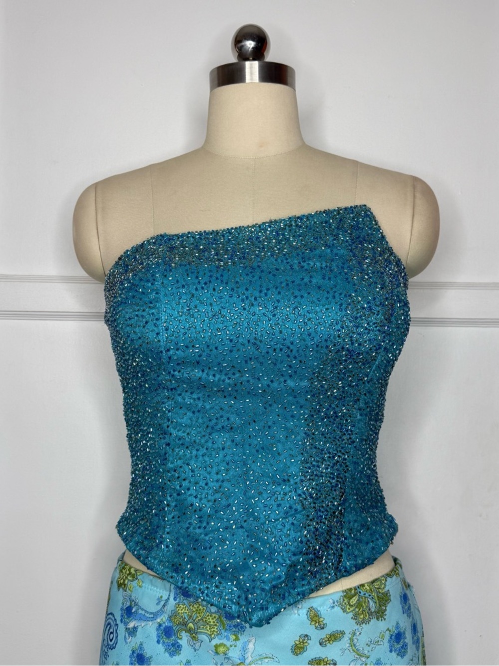 Scala blue beaded corset